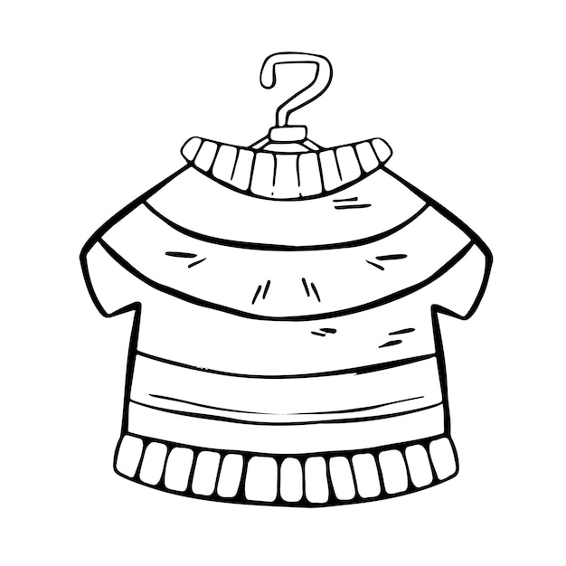 Vector line children's sweater on a hanger symbol illustration sketch