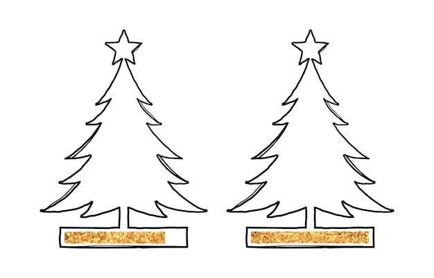 Vector line christmas trees with golden loading bar