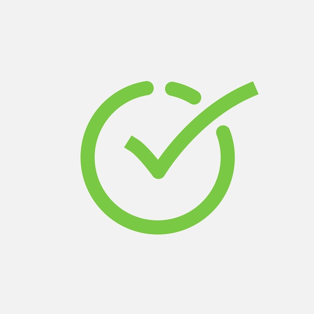 Vector line circle checklist icon green color