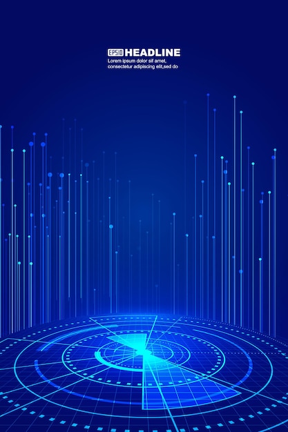 Line circuit platform with transmitting line Internet technology vector background