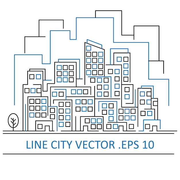 Line city vector with modern concept