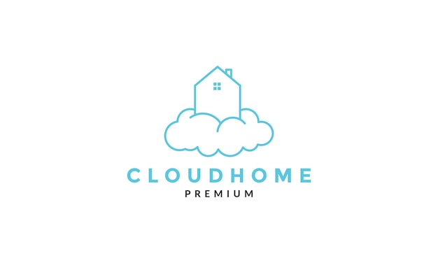 Line cloud with home logo symbol vector design illustration