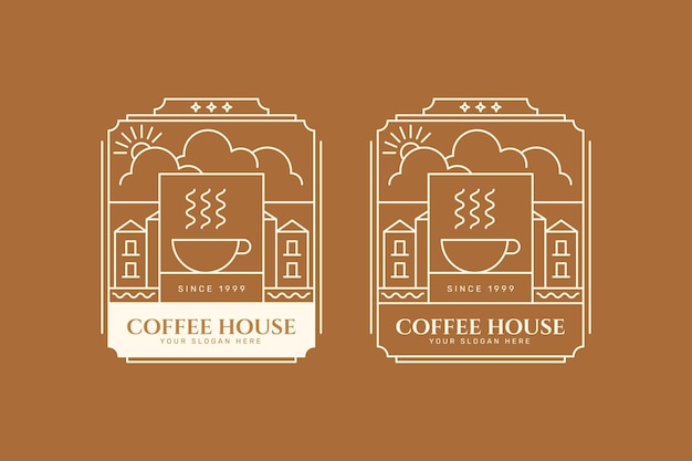 line coffee shop logo design with minimalist style