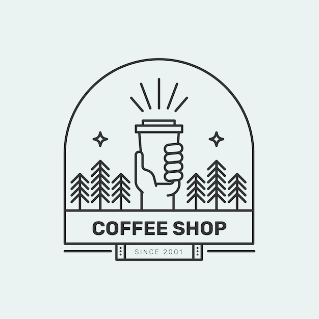 line coffee shop logo with minimalist style outline simple