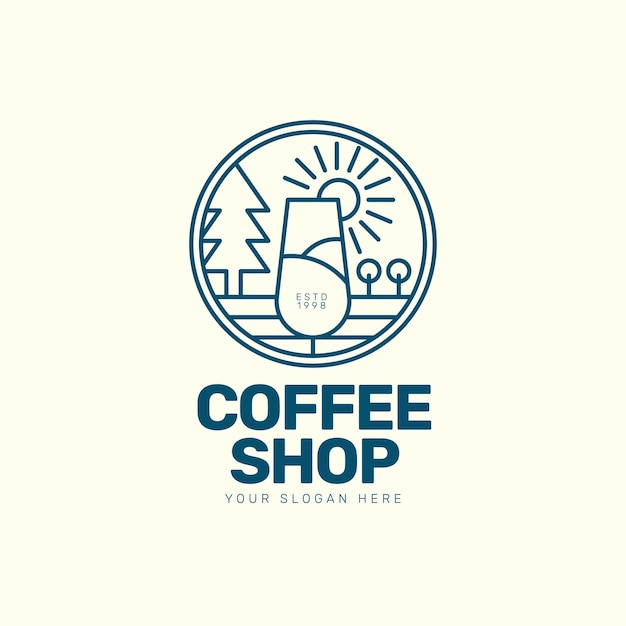 line coffeeshop-logo met monoline-stijl