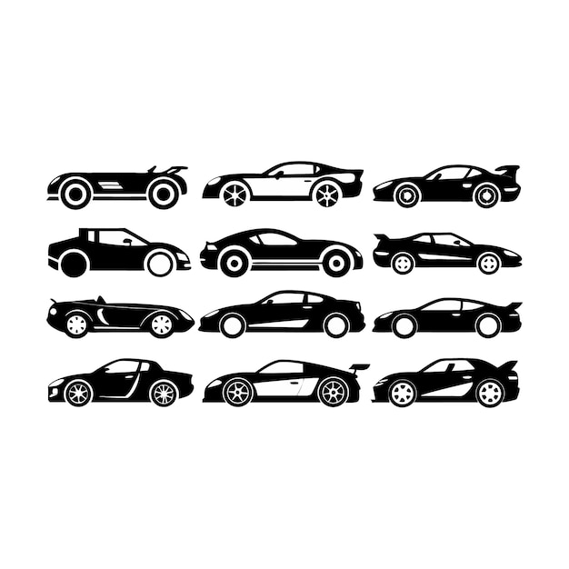 a line of different cars with the words car on the top