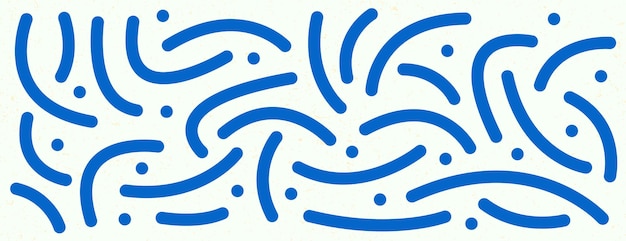 Vector line and dot doodle cartoon in blue and white color background