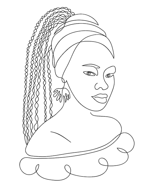 Vettore disegno di linee donna africana vettore