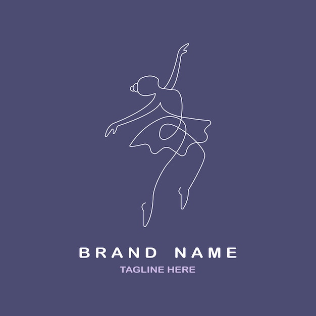 Line drawing ballerina in ballet motion dance style logo template design vector for brand or company