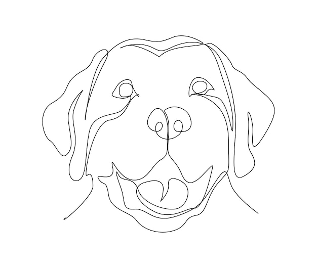 A line drawing of a dog's face