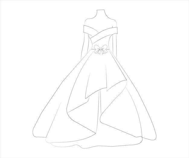 Vector a line drawing of a dress with a wedding dress