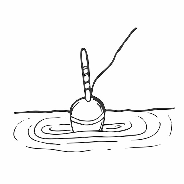 линейный рисунок рыболовного поплавка TeFishing floatmplate для ваших дизайнерских работ Vector illust