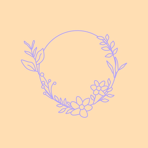 A line drawing of a flower wreath