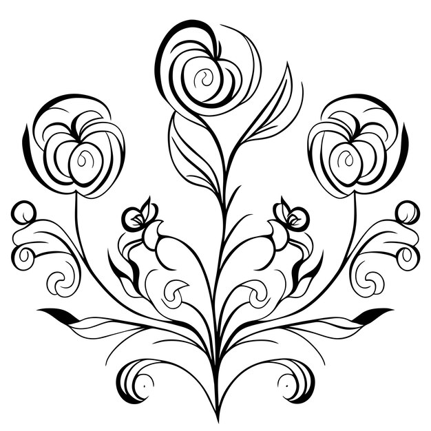 Premium Vector | Line drawing flowers bouquet decoration or floral ...