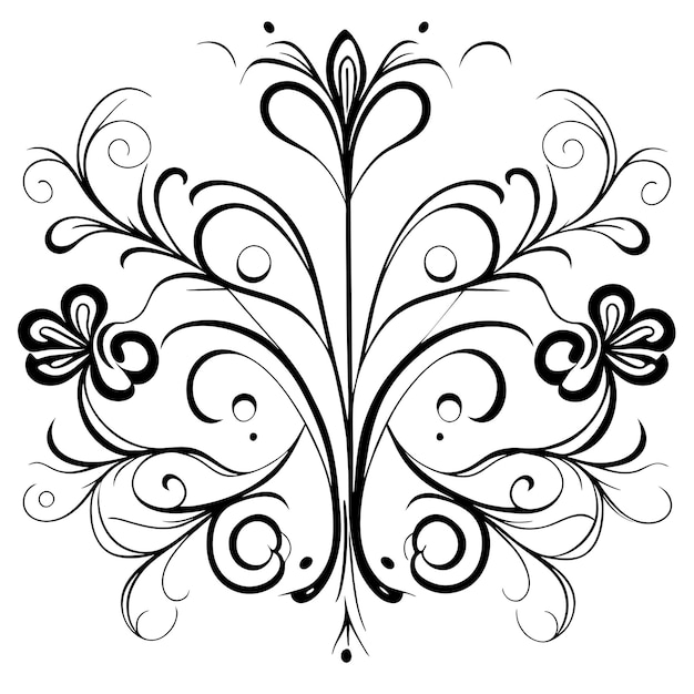 Vector line drawing flowers bouquet decoration or floral arrangement flower and leaves line art