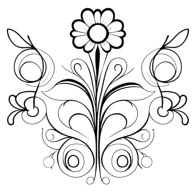 Disegno di linee fiori decorazione di bouquet o composizione floreale fiori e foglie arte di linee