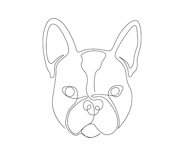 Vector a line drawing of a french bulldog's head.