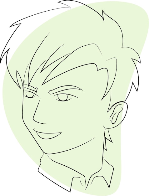 Line drawing illustration of handsome young man in smart casual wear