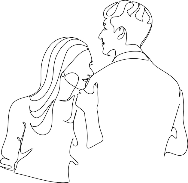 Line Drawings Men Women Kiss Stock Illustration 2184337023