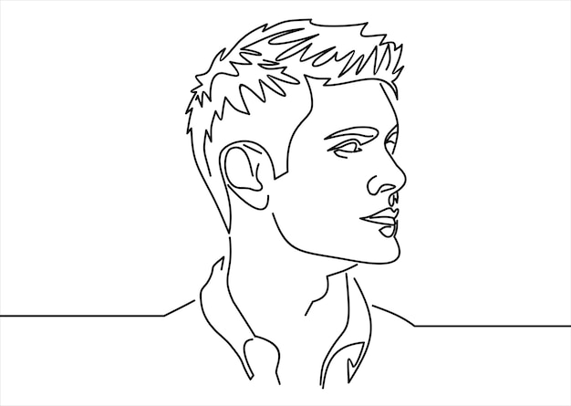 Premium Vector | Line drawing of man portrait. hairstyle. fashionable men's  style.