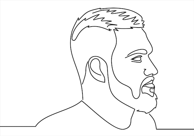 Premium Vector | Line drawing of man portrait. hairstyle. fashionable ...