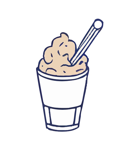 A line drawing of a milkshake with a straw