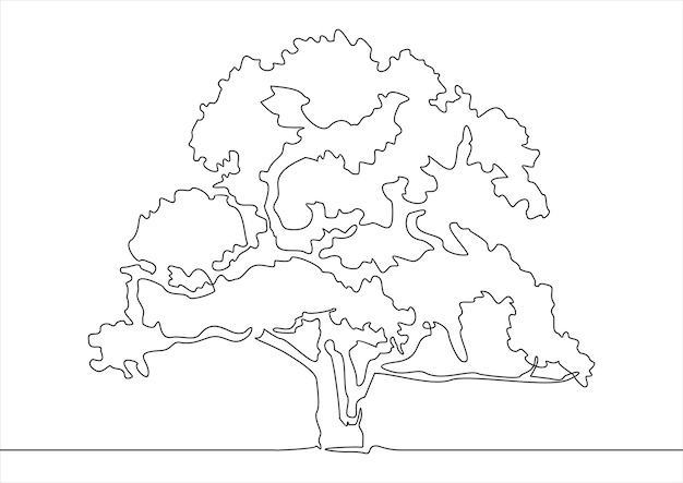 Рисунок линии дерева на белом фоне. векторная иллюстрация