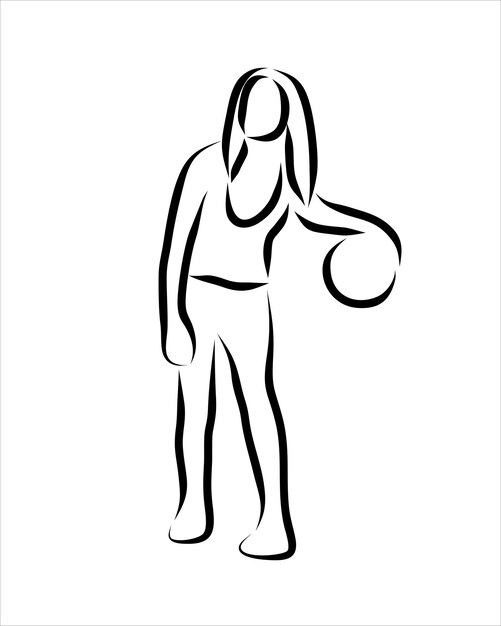 Line drawing of player basketball