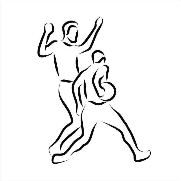 Line drawing of player basketball