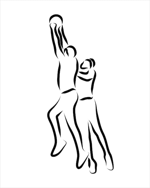 Line drawing of player basketball