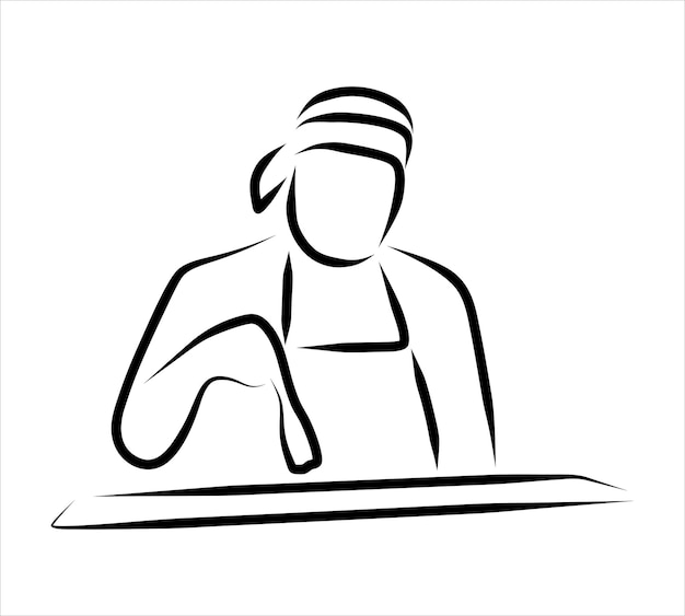 Line drawing of professional chef