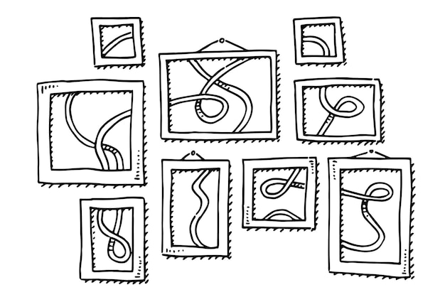 Draw frame box and hand drawn sketch border. Square handdrawn boarder brush  doodle vector illustration. Outline ink scrawl and line scribble rectangle.  Cute decorative design rectangular drawing set 10885764 Vector Art at
