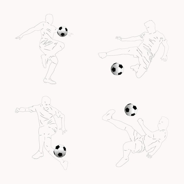 Line Drawing of Soccer Player kicking a ball