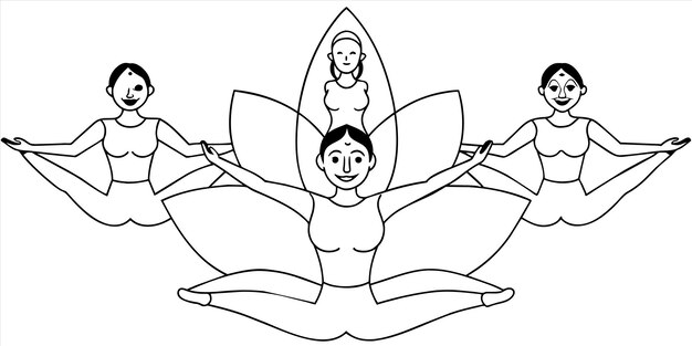 Vector a line drawing of a woman and a man with the words quot yoga quot on it