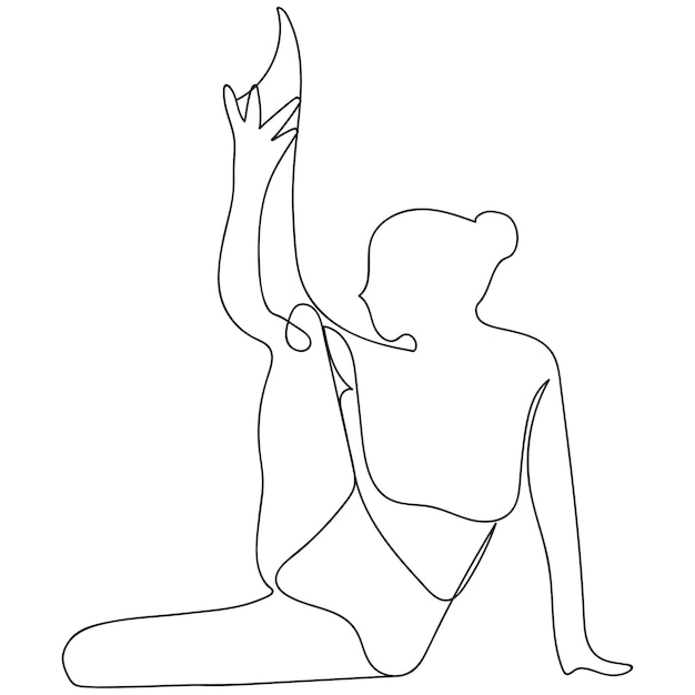 Вектор Штриховой рисунок женщин фитнес для здорового дизайна изолированных векторные иллюстрации. современный каракули значок. концепция образа жизни людей.