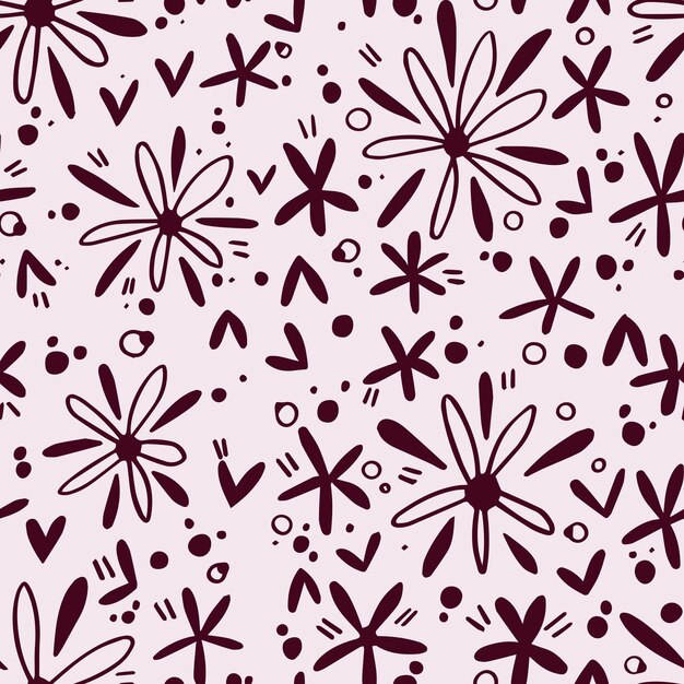 Line flowers seamless pattern for background wallpaper textiles banner stickers postcards wrapping paper etc