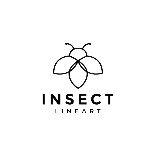 線の幾何学的な昆虫の昆虫のロゴデザイン