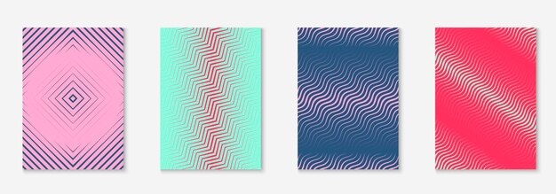 Line geometric elements on minimalist trendy cover template