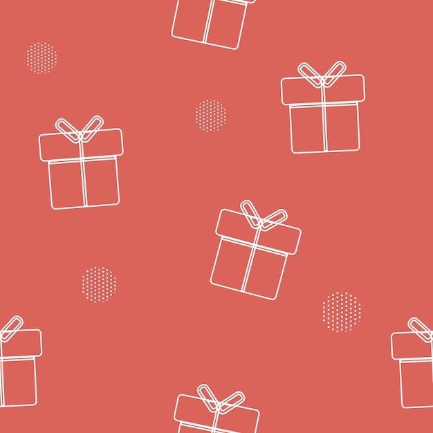 line gift theme with red background for seamless pattern