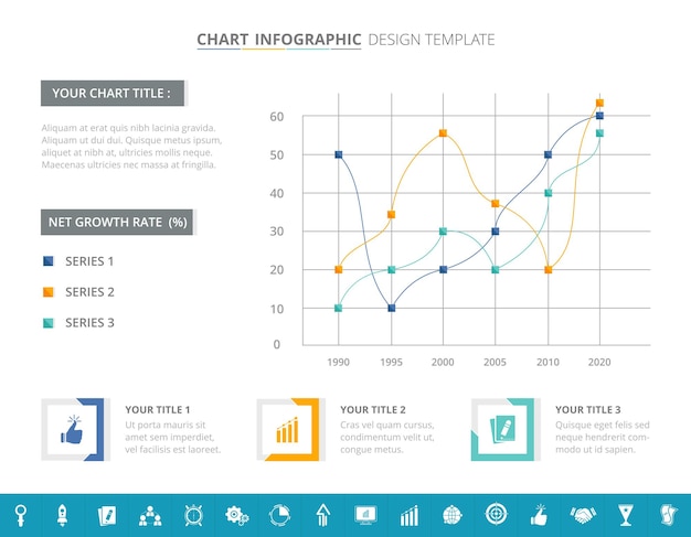 Modello di infografica grafico a linee