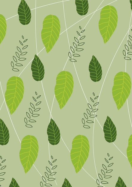 ベクトル ラインの緑の葉のパターン