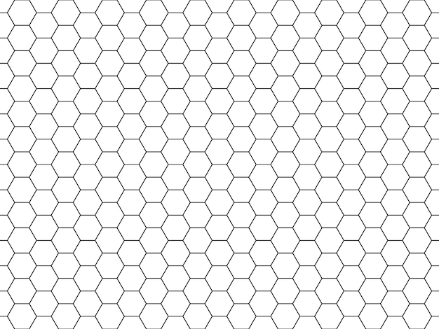 Line grid of hexagons black and white seamless pattern. Vector