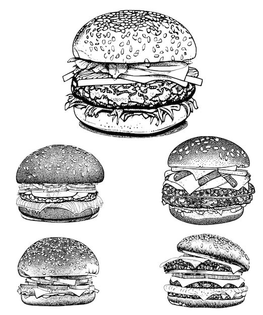 line hamburger sketch handrawnd