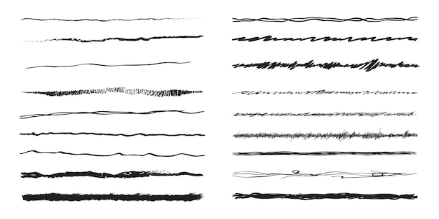 Insieme di vettore disegnato a mano di linea isolato su priorità bassa bianca raccolta di modello di mano di linee di doodle