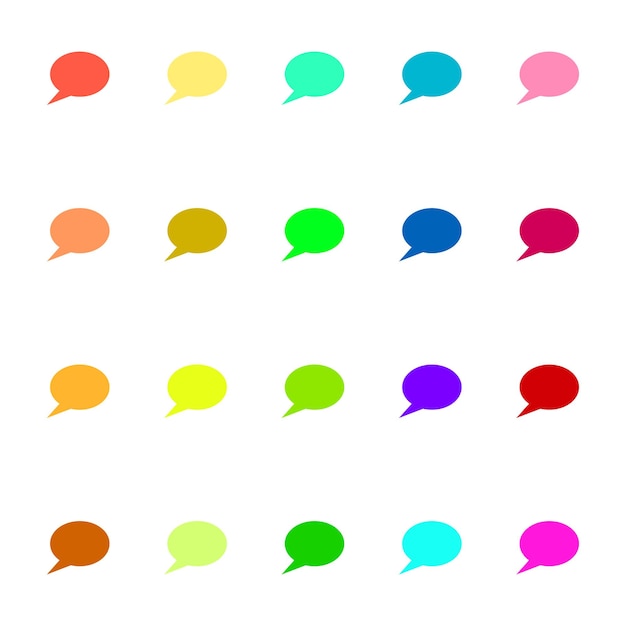 Line icon pack of bright vivid multicolored speech bubbles in cloud form