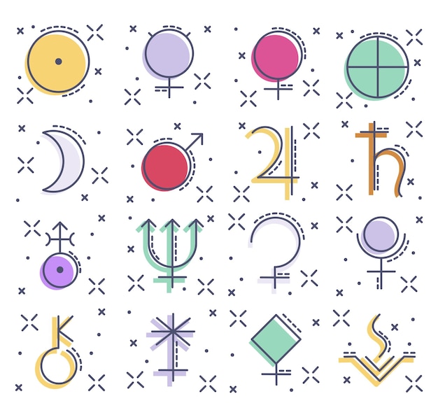 Vector line icon of planet in astrology