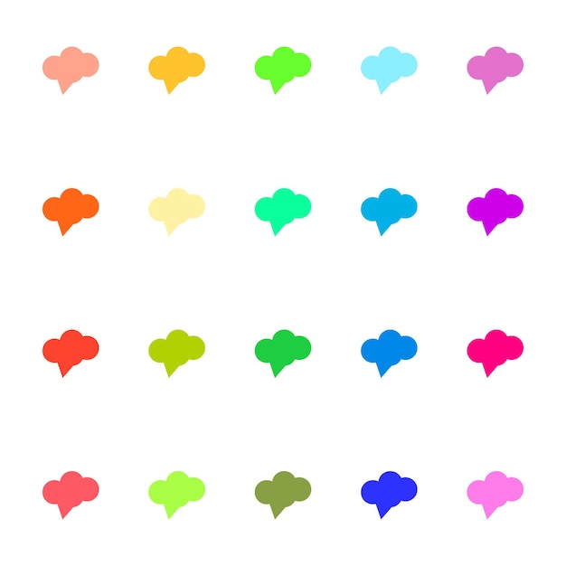 Line icon set of vibrant multicolored speech bubbles in form of circles