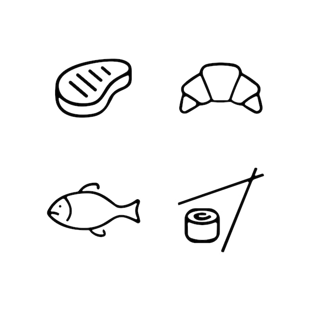 Vector line icons food to restaurant outline icon collection