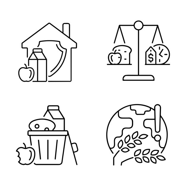 Vector line icons food to restaurant outline icon collection