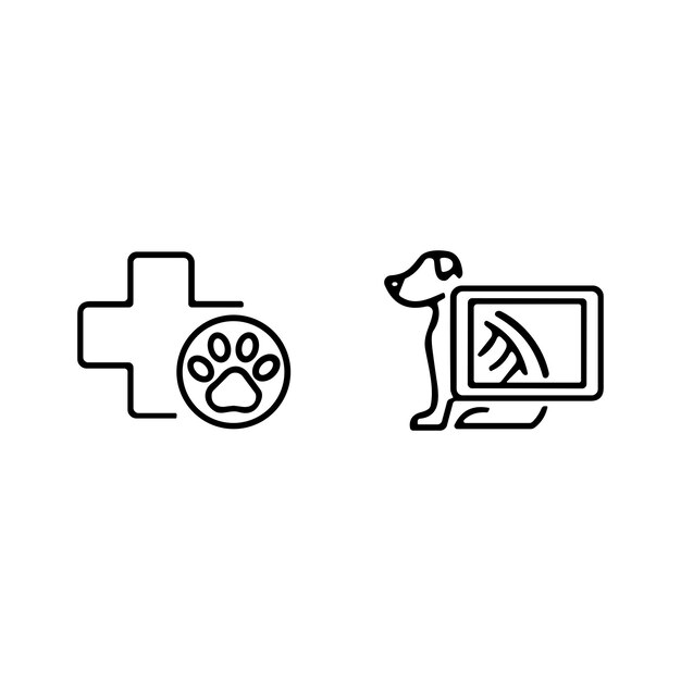 Vector line icons related to pet care veterinary vet healthcare outline icon collection